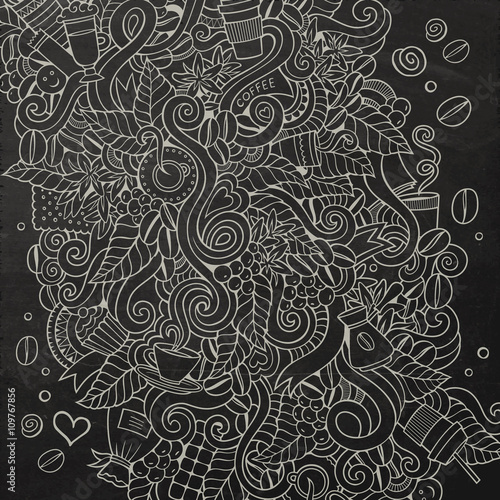 Cartoon hand-drawn doodles coffee illustration