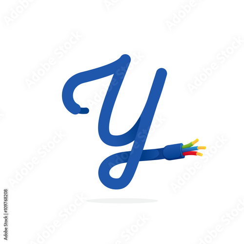 Y letter logo formed by electric cable.