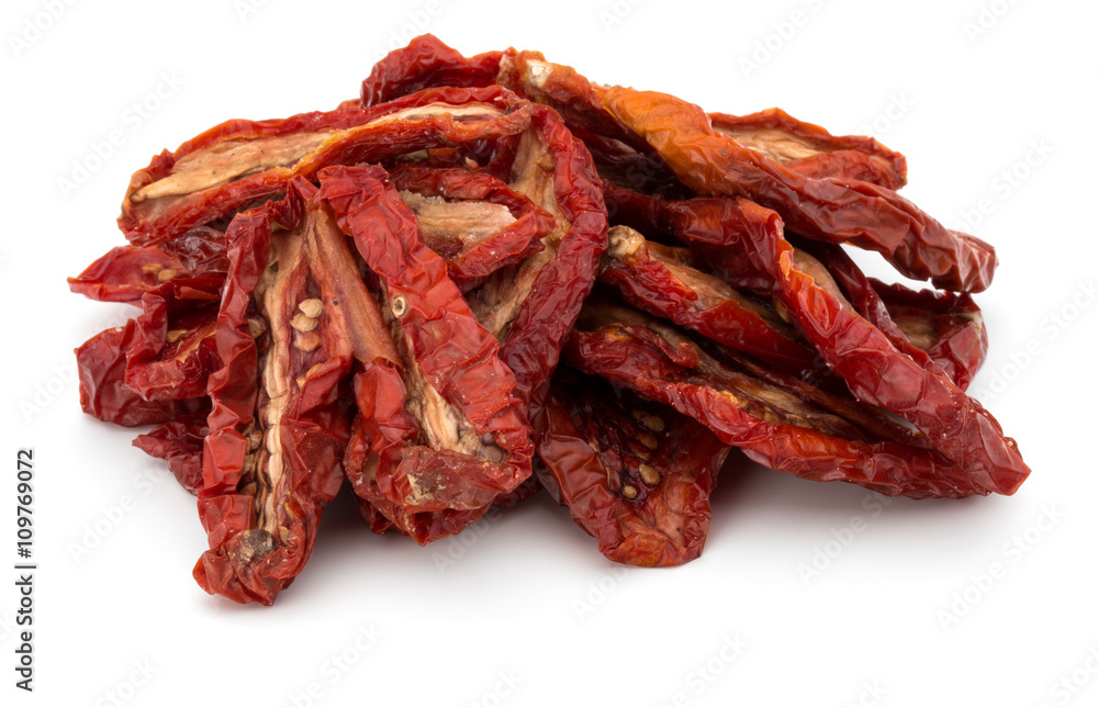 Dried tomatoes isolated on white background cutout Dried tomatoes isolated on white background cutout