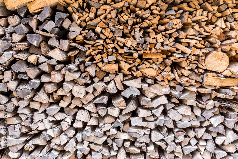 Stack of dried firewood of birch wood Stack of dried firewood of birch wood