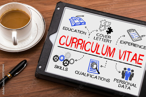 curriculum vitae concept  drawn on tablet pc