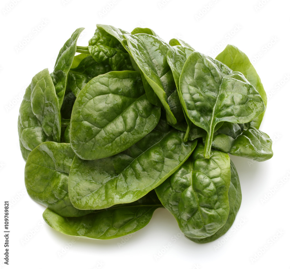 Obraz premium Baby spinach leaves isolated on white background cutout
