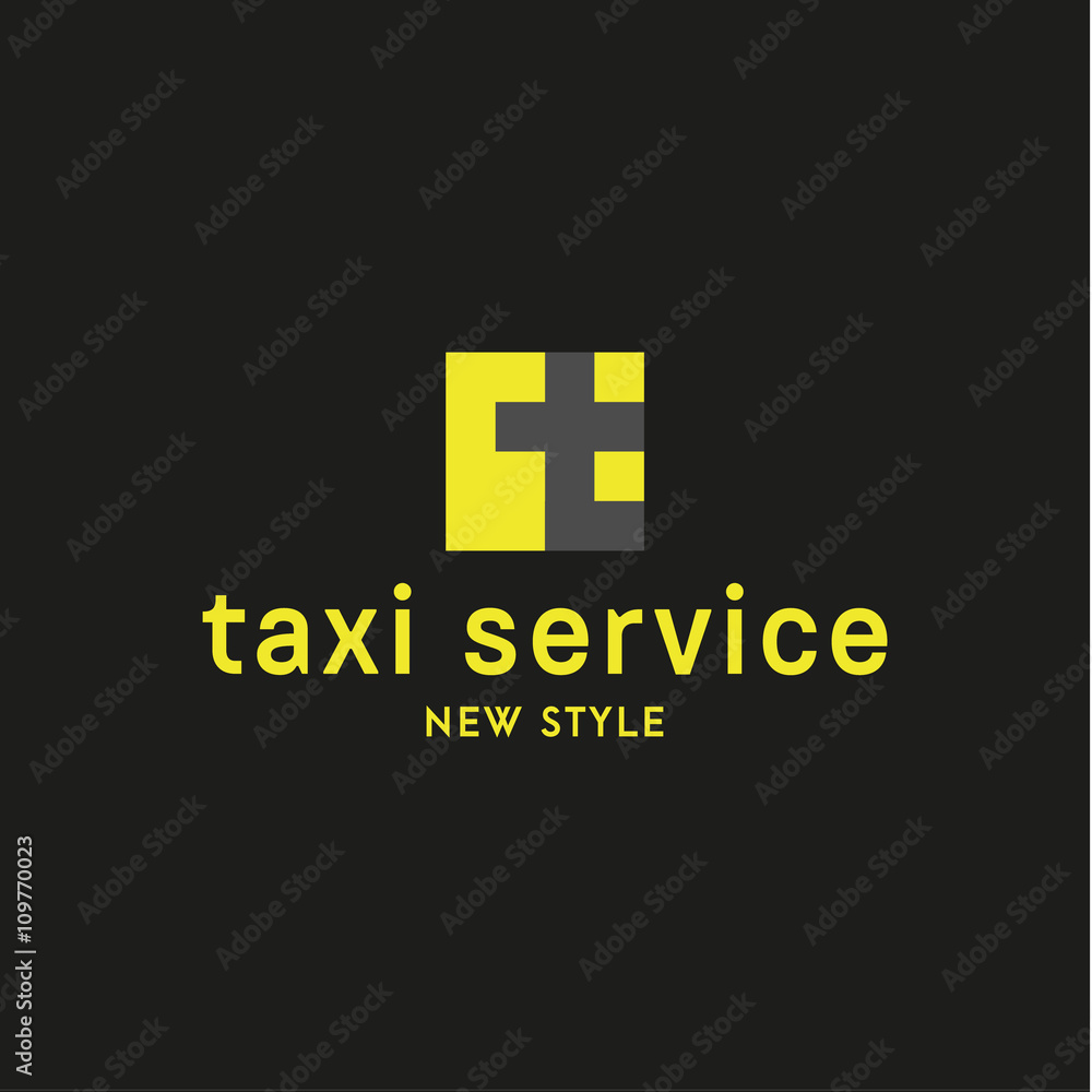 Obraz premium Taxi Logos sign Abstract geometrical Illustration modern Flat in minimalism 