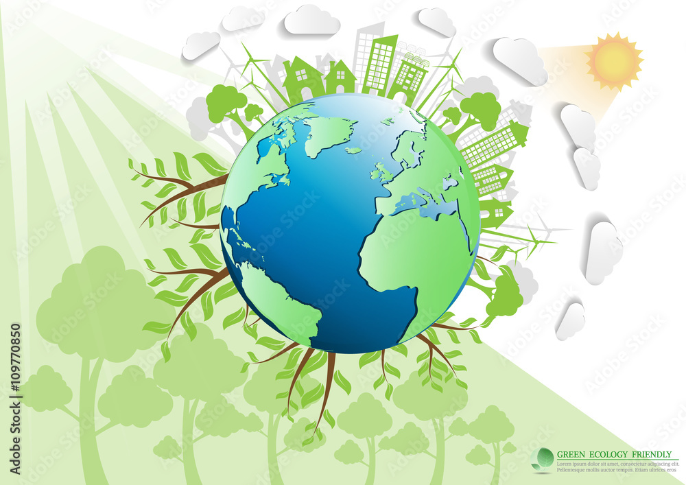 Ecology connection  concept background . Vector infographic