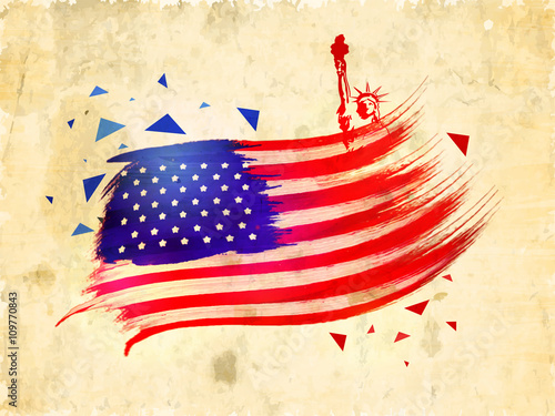American Flag with Statue of Liberty for 4th of July.