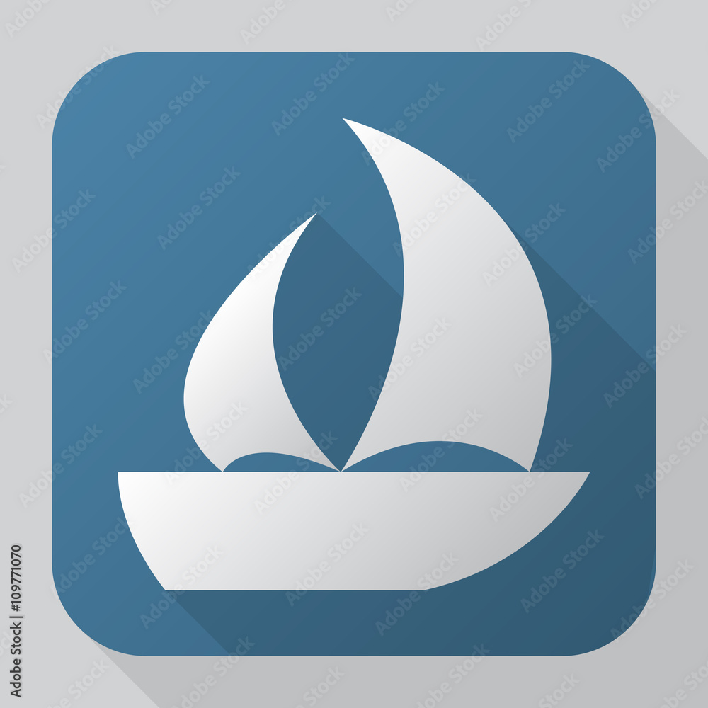 Sailing ship icon. Modern flat vector icon with long shadow effe Sailing ship icon. Modern flat vector icon with long shadow effe