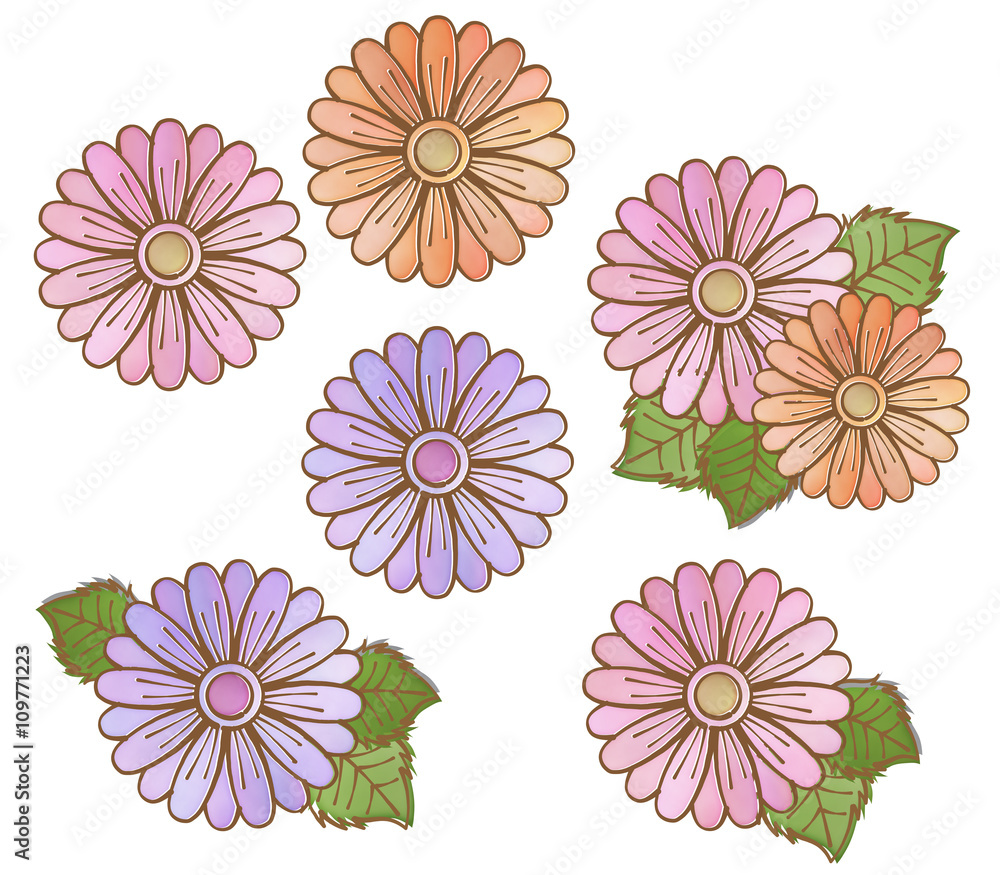 手描き風ペン画 水彩風 花のイラストカット セット Stock イラスト Adobe Stock 手描き風ペン画 水彩風 花のイラストカット セット Stock イラスト Adobe Stock