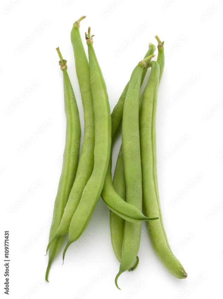 Green beans handful isolated on white background cutout Green beans handful isolated on white background cutout