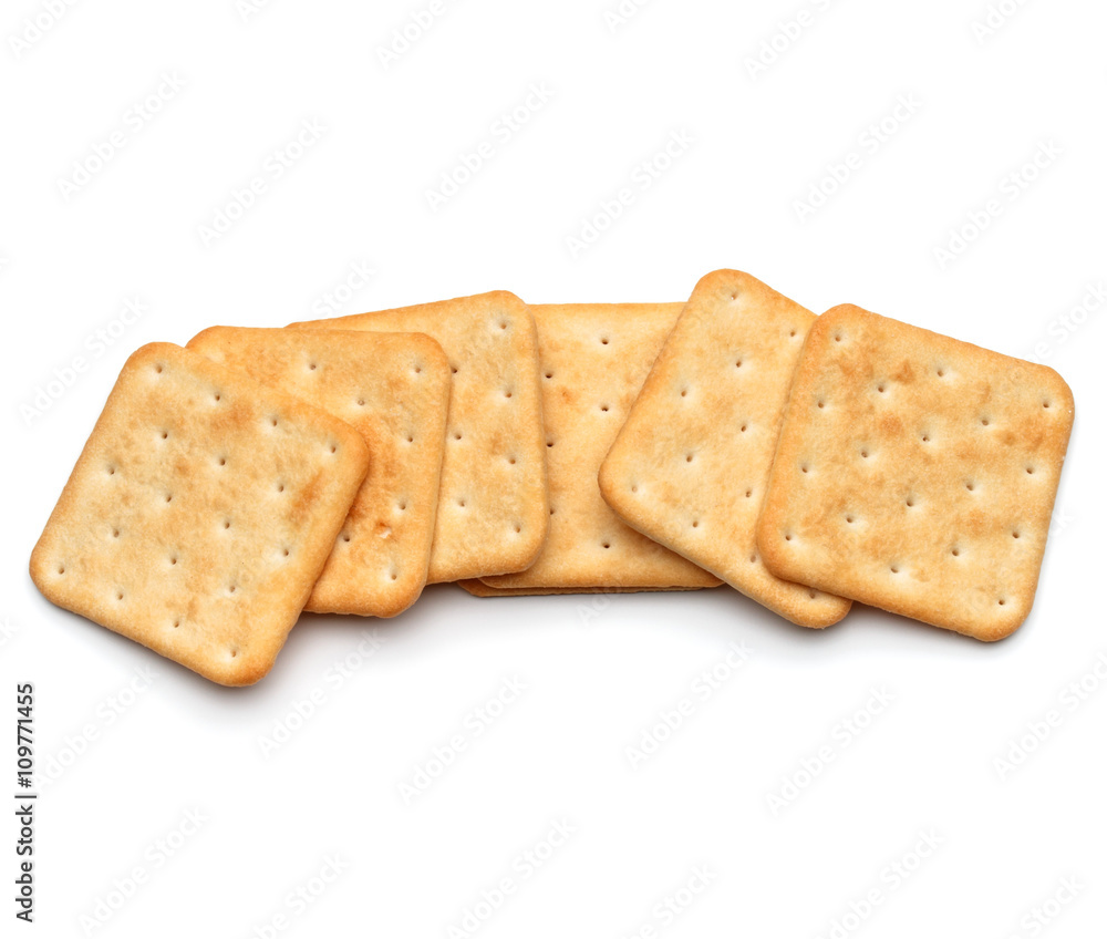 Dry cracker cookies isolated on white background cutout Dry cracker cookies isolated on white background cutout