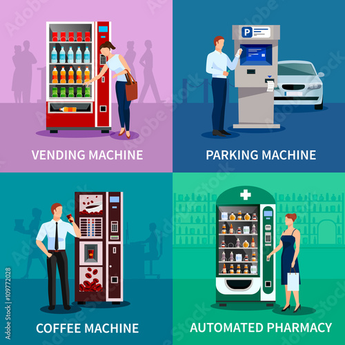 Vending Machines Concept Icons Set 
