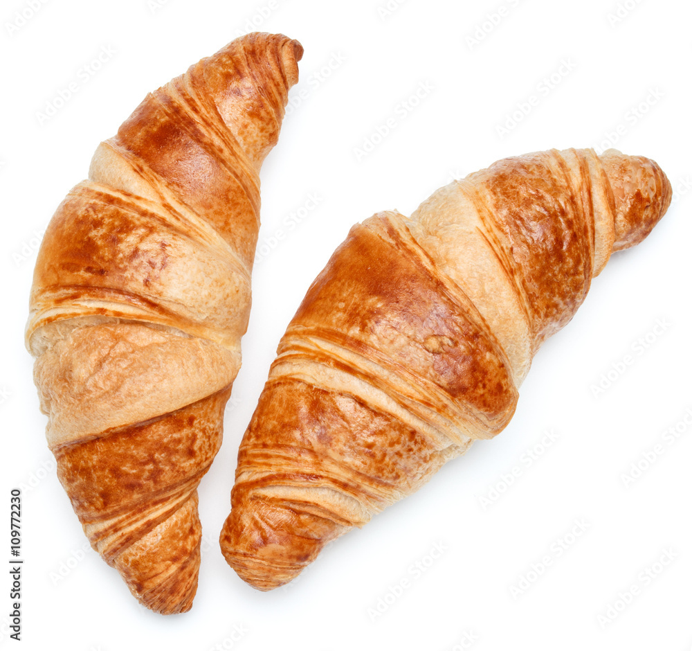 Croissant or crescent roll isolated on white background cutout Croissant or crescent roll isolated on white background cutout