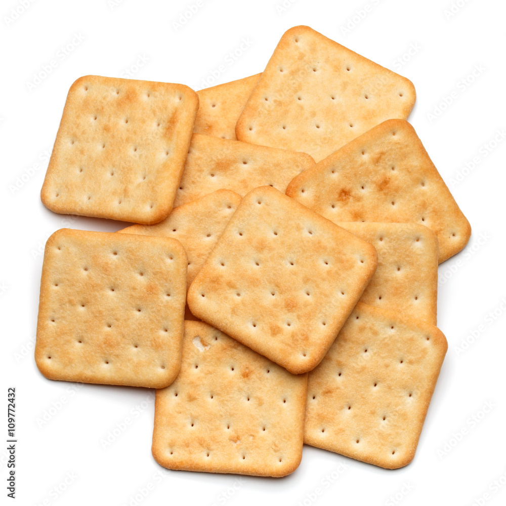 Dry cracker cookies isolated on white background cutout Dry cracker cookies isolated on white background cutout