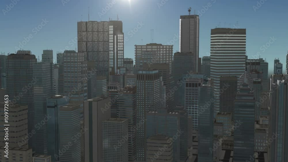 Seamless looping animation of a 3d city skyline daytime Seamless looping animation of a 3d city skyline daytime