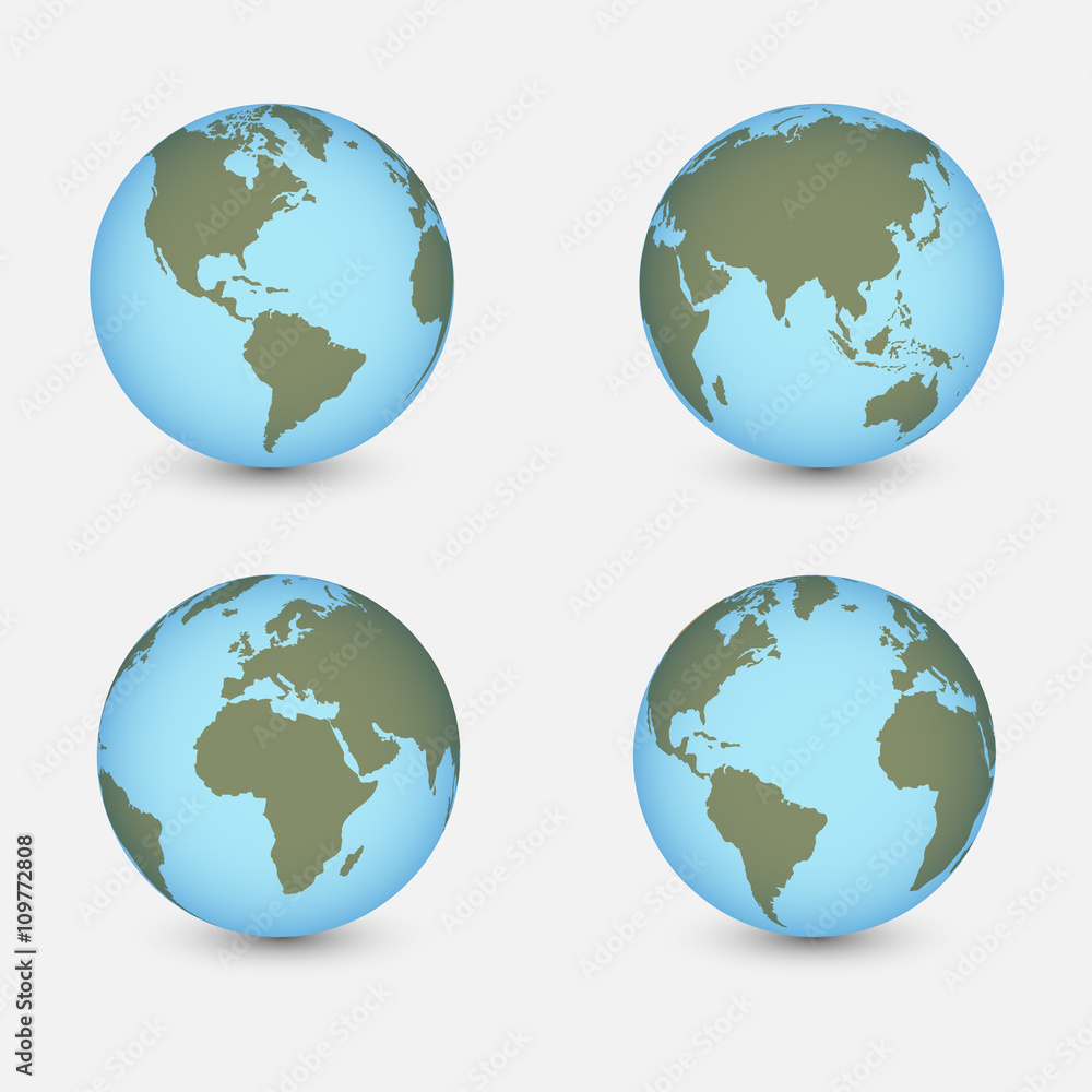 World Map with Globes detailed editable. Vector illustration. World Map with Globes detailed editable. Vector illustration.