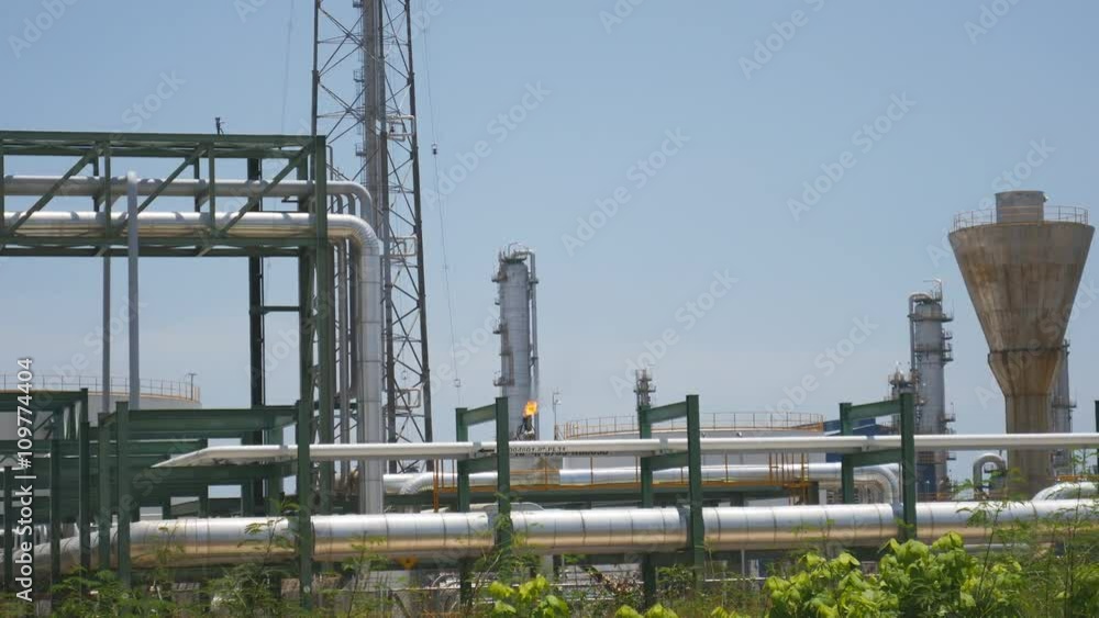 Oil refinery plant with blue sky , Process area structure 