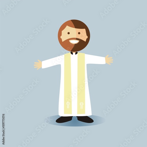 Sacerdote católico con estola blanca. Ilustración vectorial