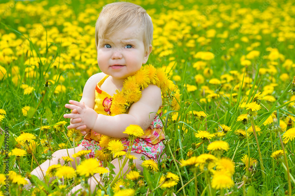 Happy little girl on the meadow Happy little girl on the meadow