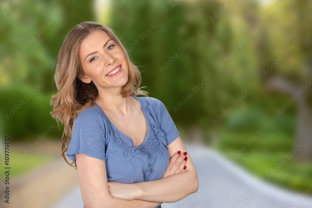 portrait of attractive caucasian smiling woman portrait of attractive caucasian smiling woman