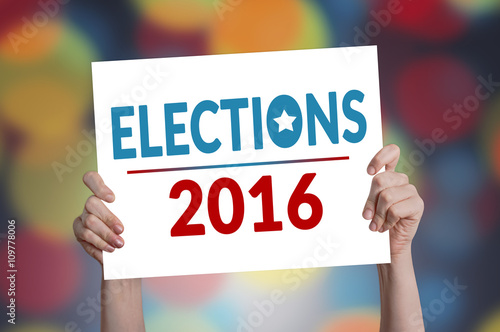 Elections 2016 Card with Bokeh Background