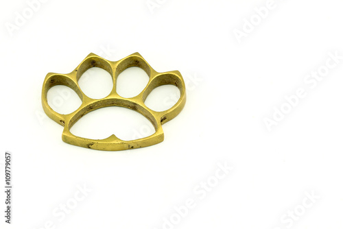 Brass knuckles isolated on white background - Knuckle weapons