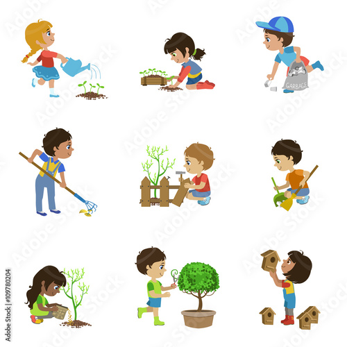 Kids Gardening Illustrations Collection
