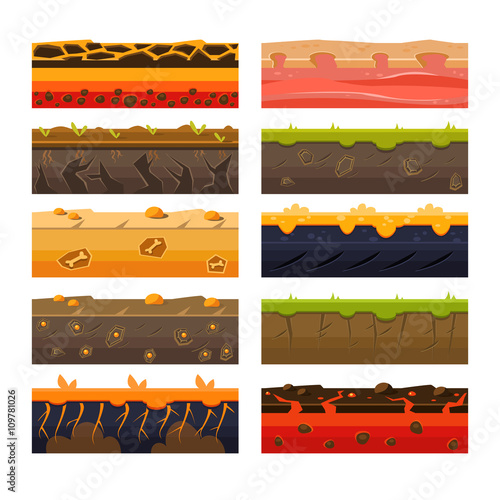 Different Ground Platformer Level Floor Design Set 