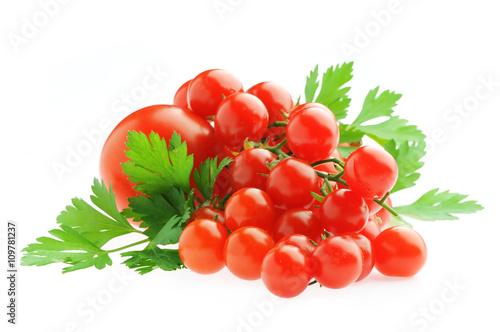 fresh tomatoes and parsley isolated