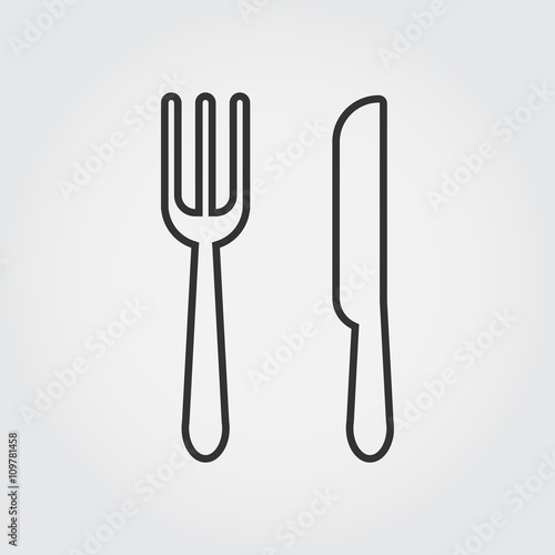 fork and knife icon, thin line icon