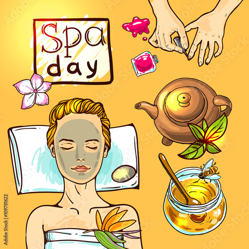 Spa woman gets relax with honey.