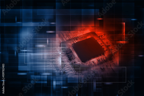 Digital illustration of Electronic integrated circuit chip photo