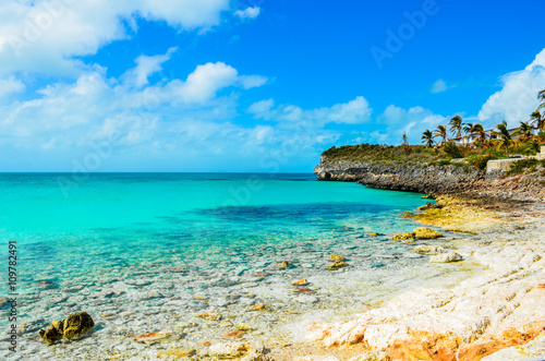 Rocky shoreline on the island Eleuthera on the Bahamas