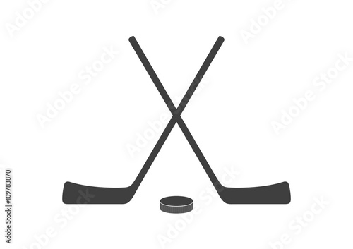Hockey sticks and puck grey minimal logo design