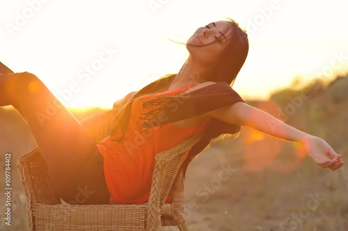 Woman are relaxing on nature