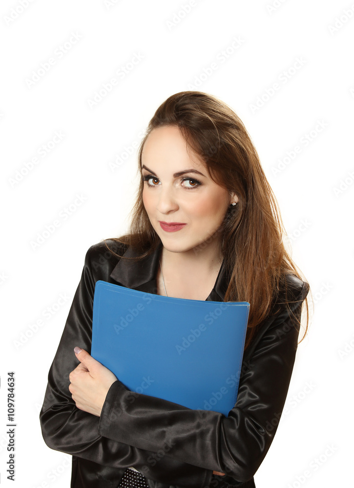 nice businesswoman with the folder in hands. nice businesswoman with the folder in hands.