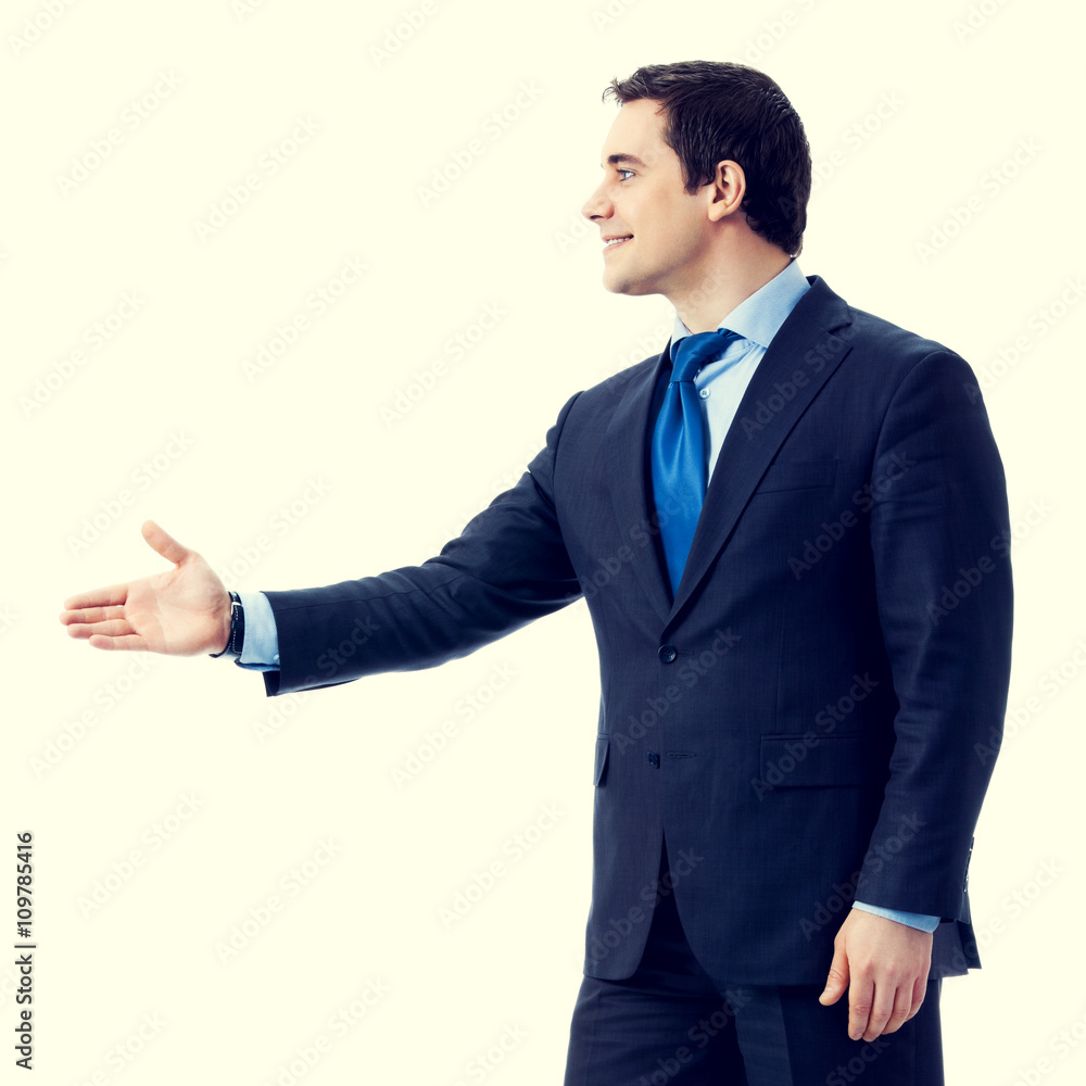 Businessman giving hand for handshake Businessman giving hand for handshake