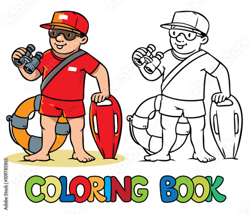 Funny lifeguard. Coloring book