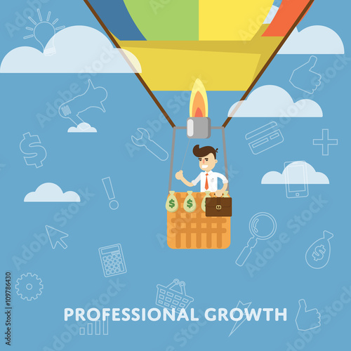 Professional growth business concept flat abstract isolated vector illustration