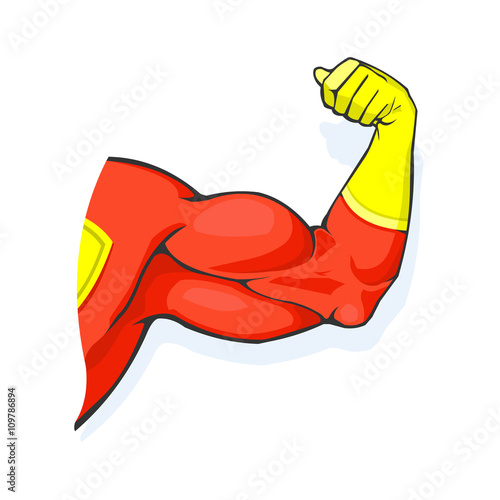 Vector icon illustration of a Superhero with costume.
Muscular hero strength concept.