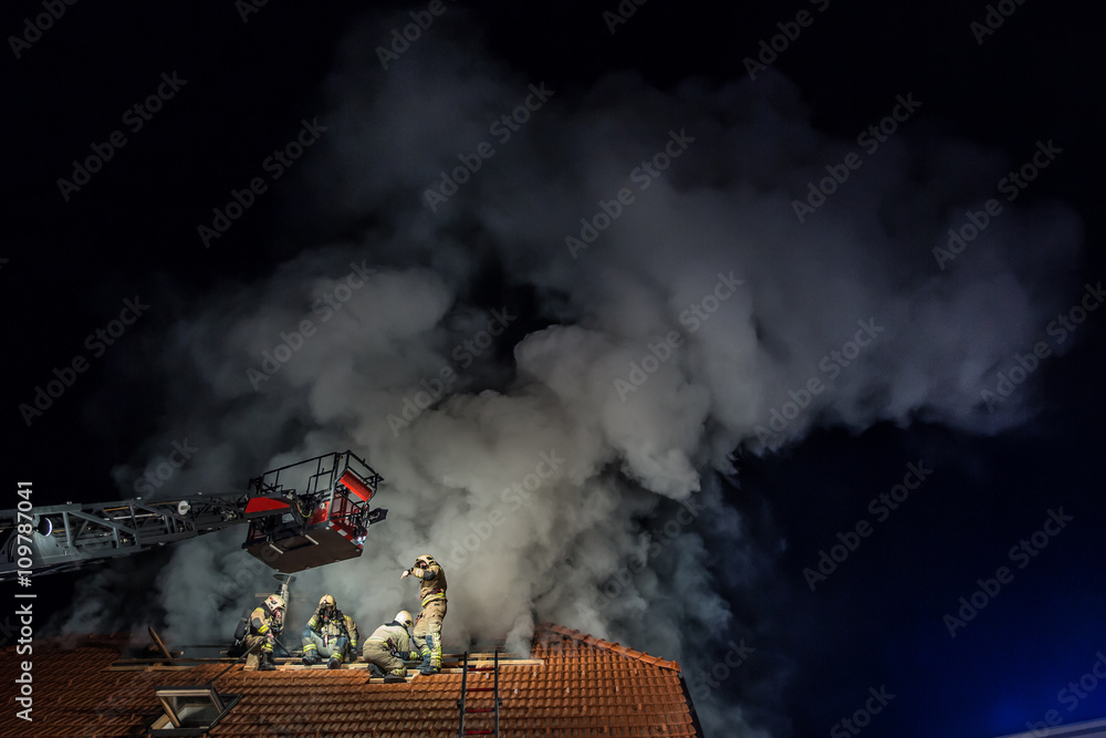 Fototapeta premium Firefighters in action