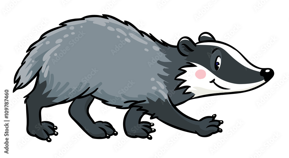 Obraz premium Little funny badger. Children vector illustration