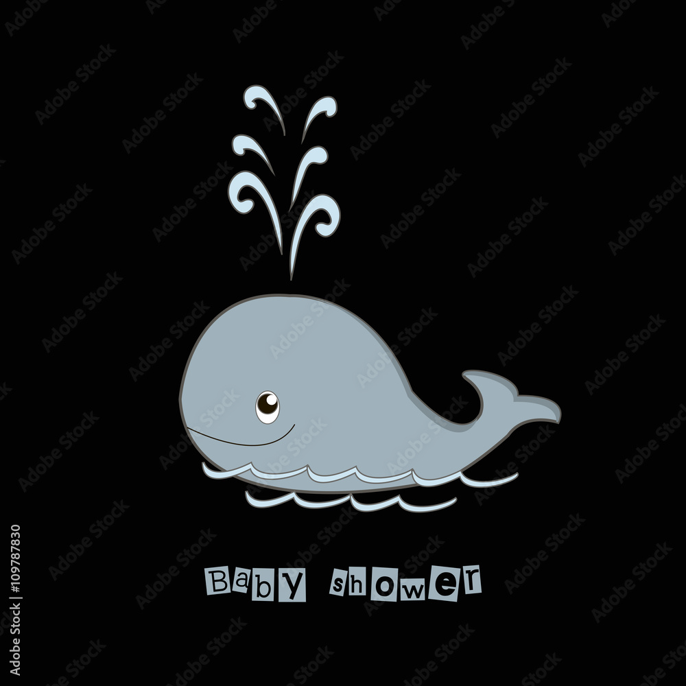 Amazing Whale on sea background with a splash of water in a vector ...