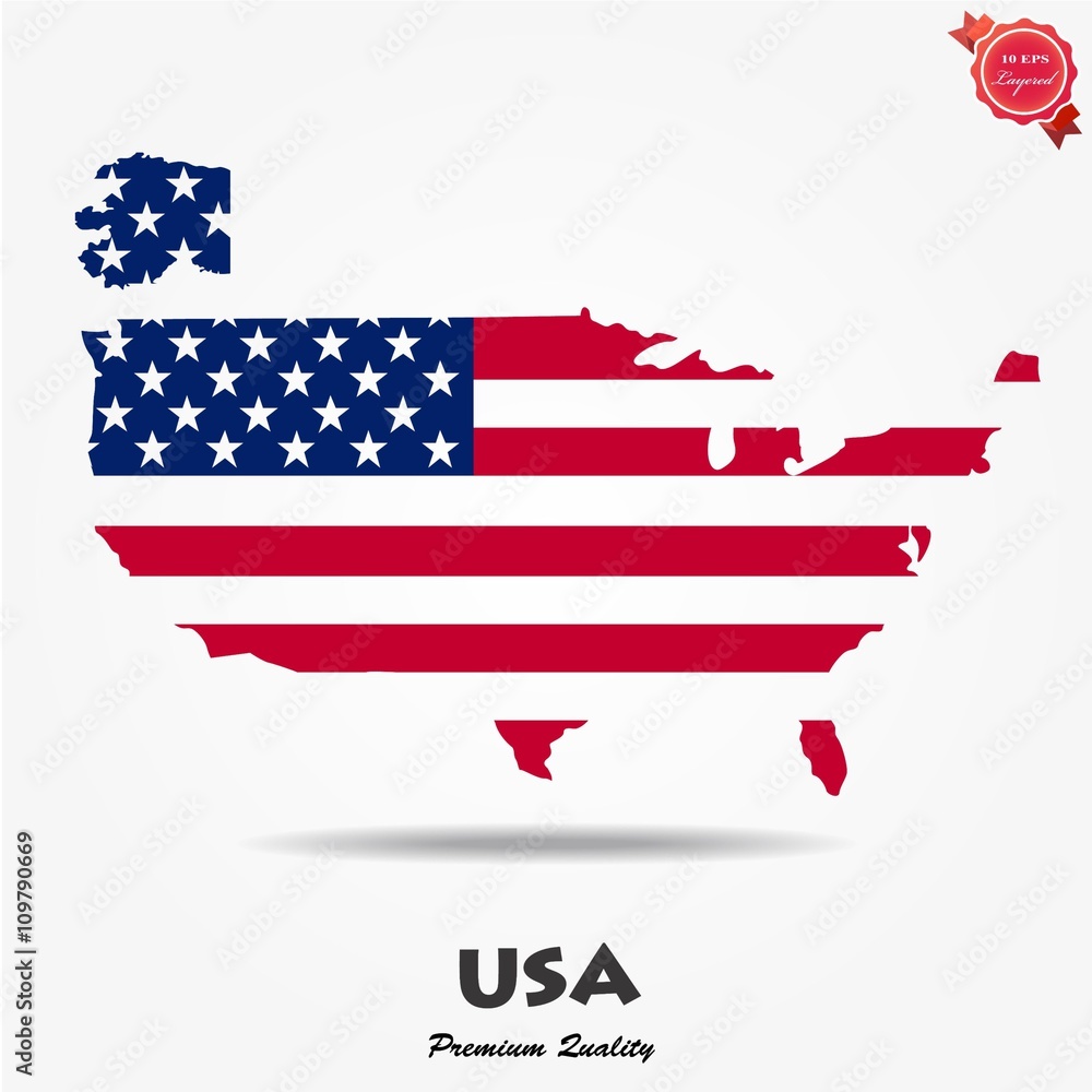 American flag in the contours of the country