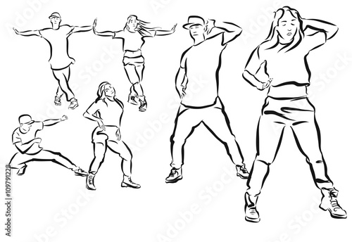Three Poses Duett, Hip Hop Choreography Coloring Page
