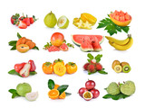 callection of fruits on white background