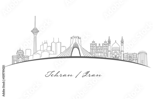 Tehran Famous Landmarks Panorama