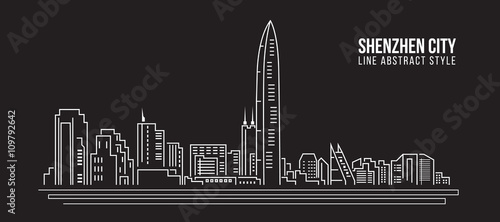 Cityscape Building Line art Vector Illustration design - shenzhen city photo