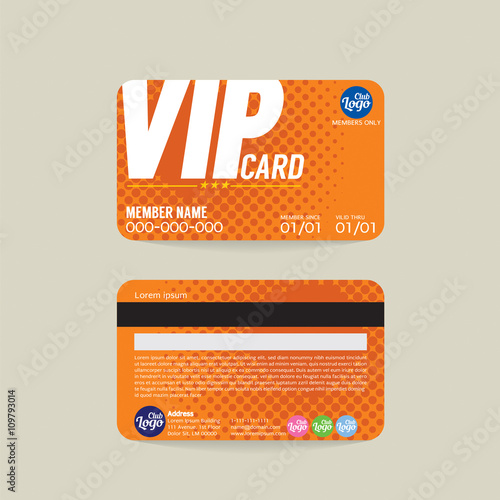 Front And Back VIP Member Card Template Vector Illustration.