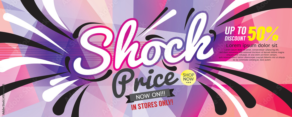 Shock Price 6250x2500 pixel Banner Vector Illustration.