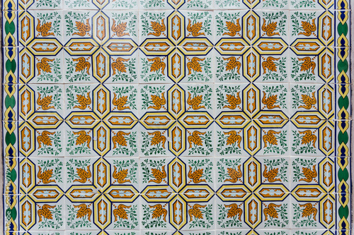 Texture of traditional Portuguese tiles on the wall