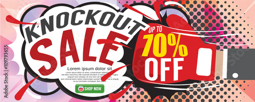 Knockout Sale 1500x600 pixel Vector Illustration.